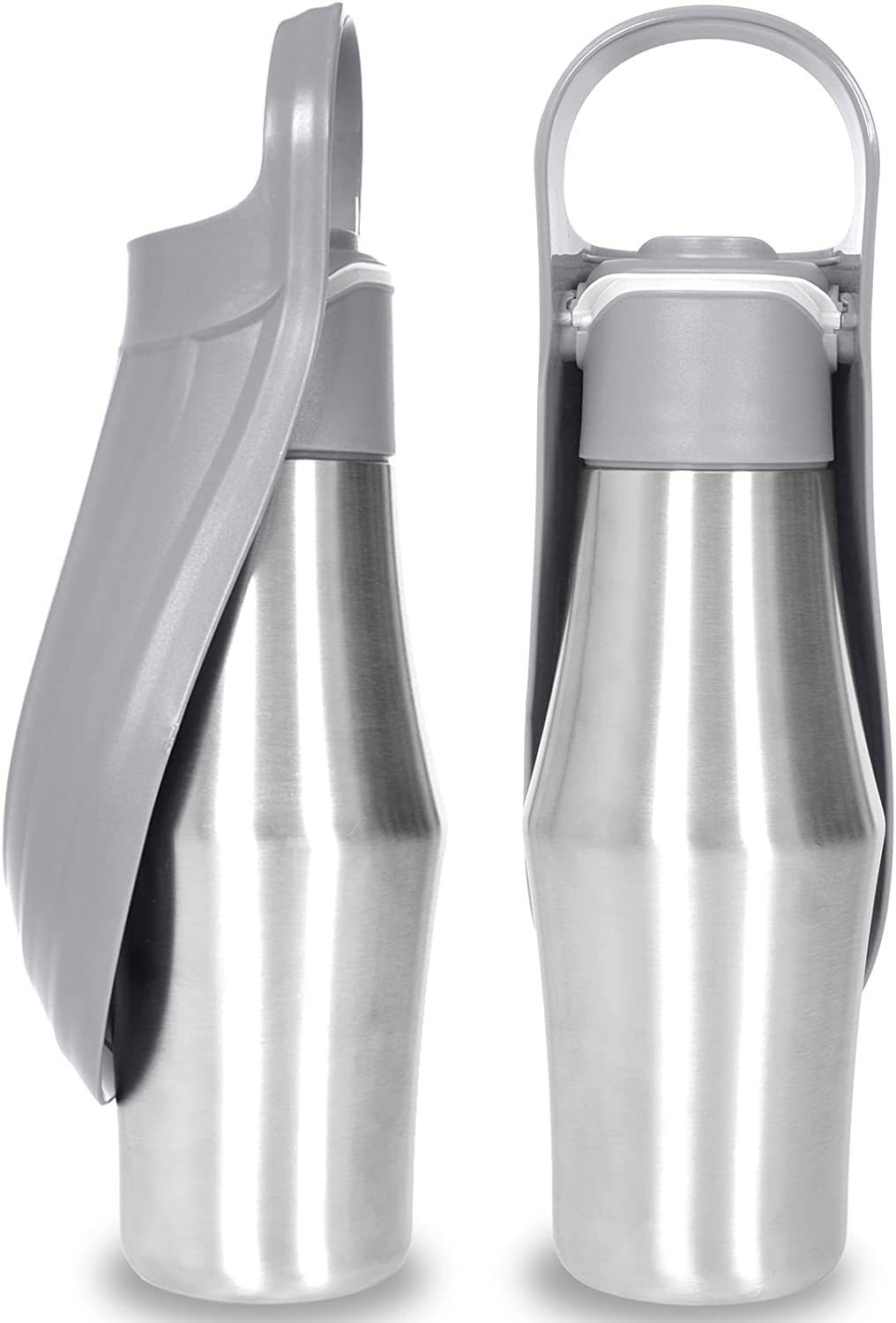 Soft Silicone Travel Water Bottle with Feed Bowl - Dog - (6 Color Options)