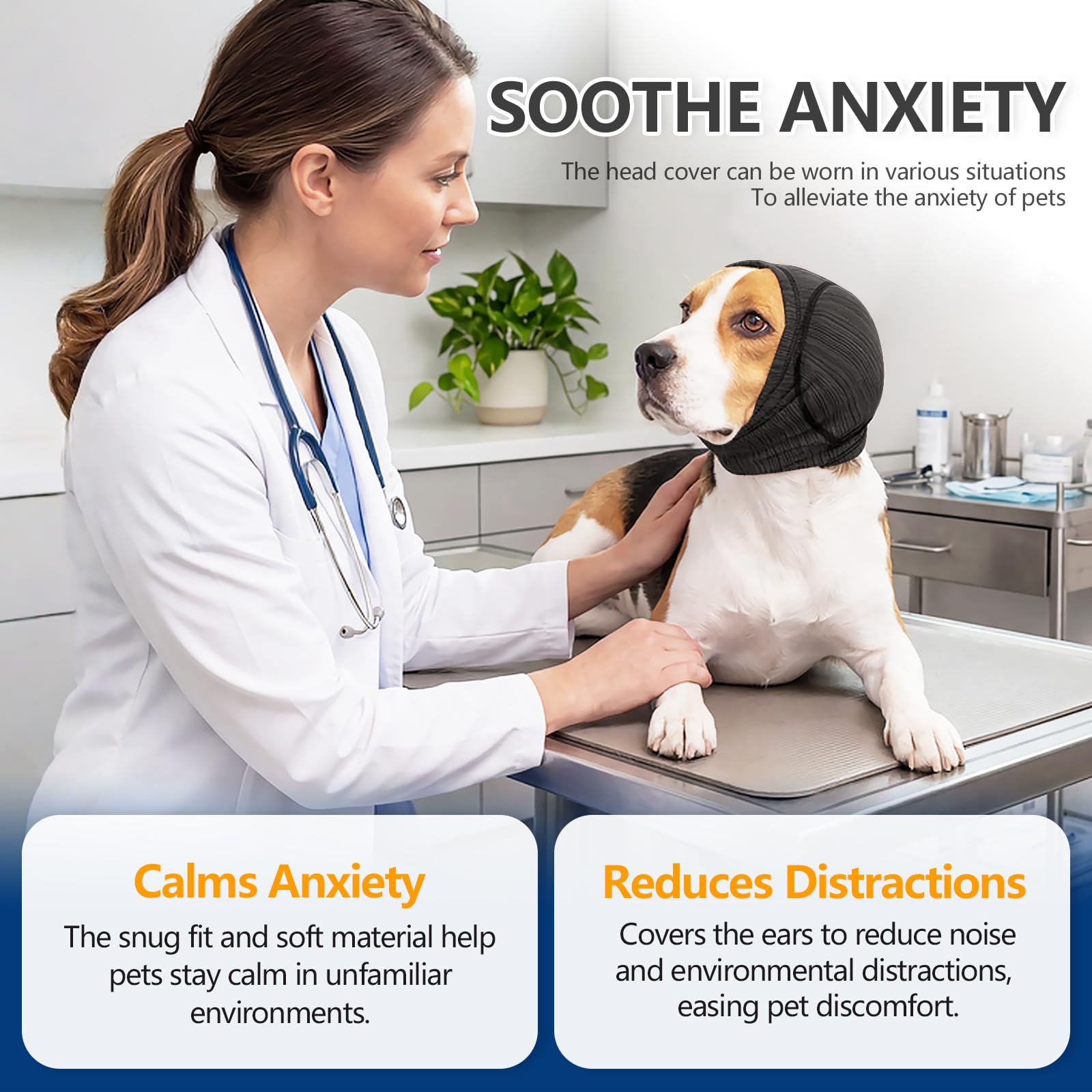 Ear Cover - Dog - (Noise Protection) - (Surgery Recovery) - (Prevent Scratching) - (S-XL) - (Grey, Rose Red)