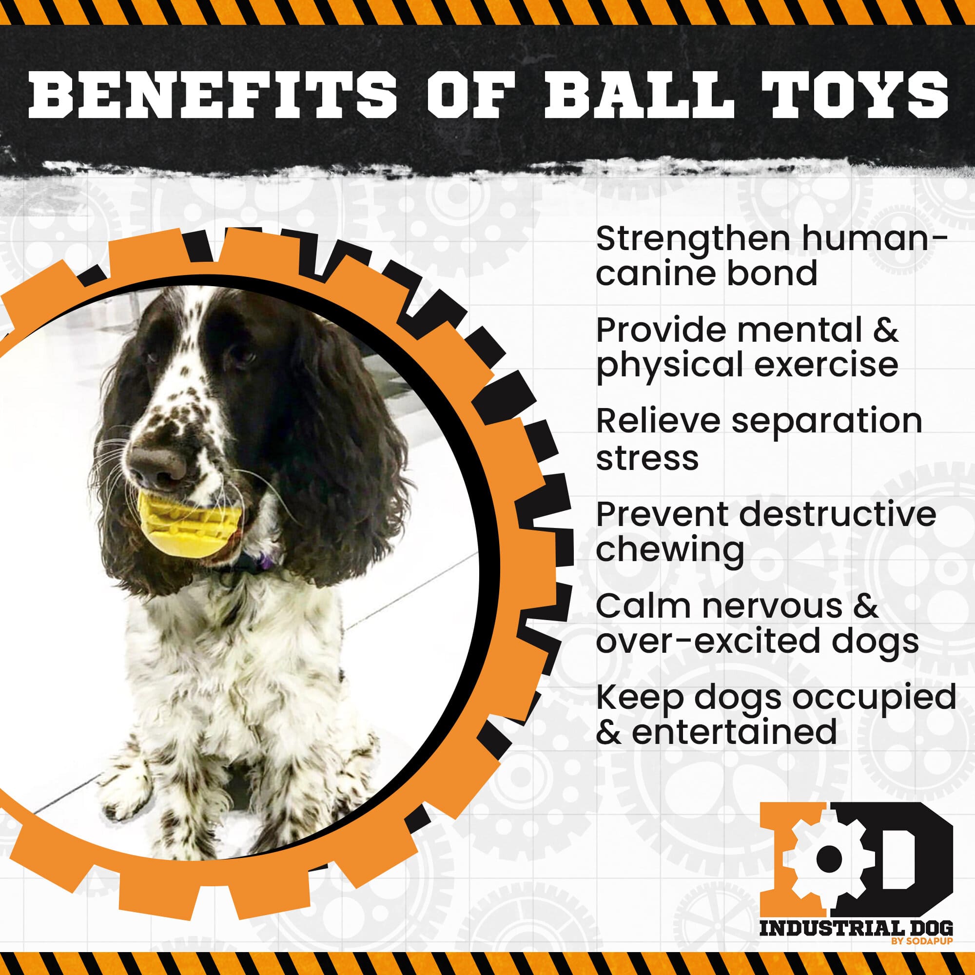Industrial Ball Toy for Heavy Chewers - Dog  - (Yellow) -  (Rubber) - (SodaPup)