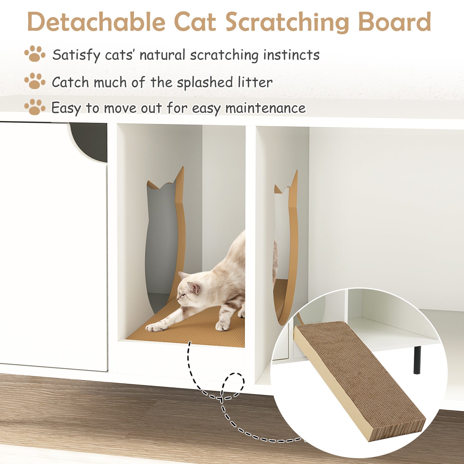 Litter Box Wood Furniture Enclosure for 2 Cats, or Cozy Condo - (White)