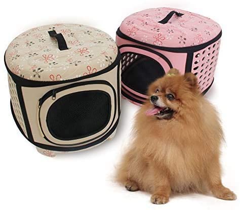 Foldable Crate and Pet Carrier - Dog Cat - (4 Color Options) - (18"x15"x13")