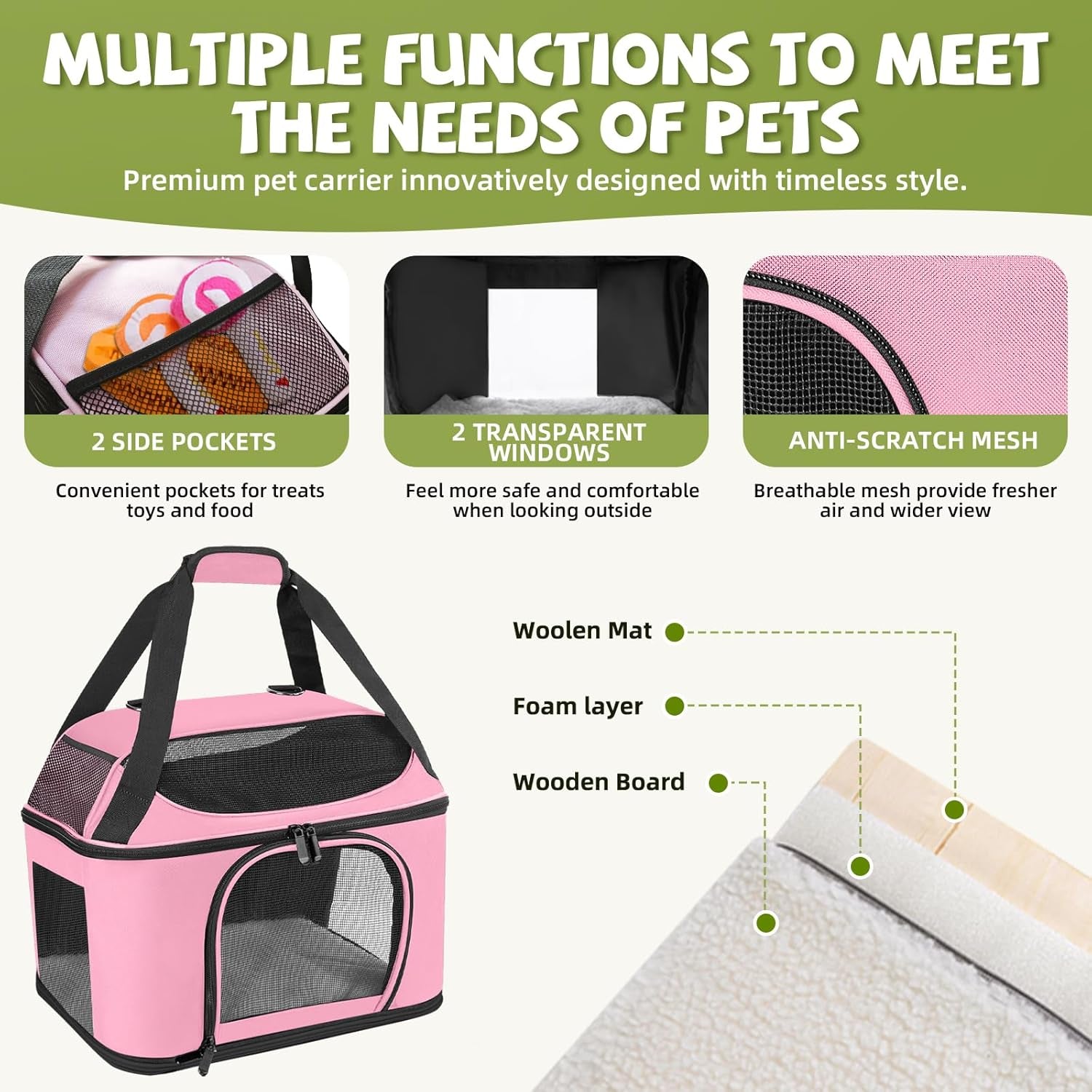Airline Approved Pet Carrier Backpack - Cat - (Mesh Ventilation) - (Pink, Grey) - (While Supplies Last)