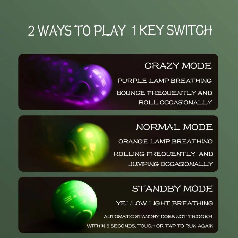Interactive Crazy Ball Toy - Cat - (Green)