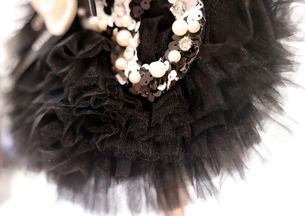 Luxurious and Sophisticated Tutu Dress with Floral Accents -  Dog - (XS-L) - (Black) - (While Supplies Last)