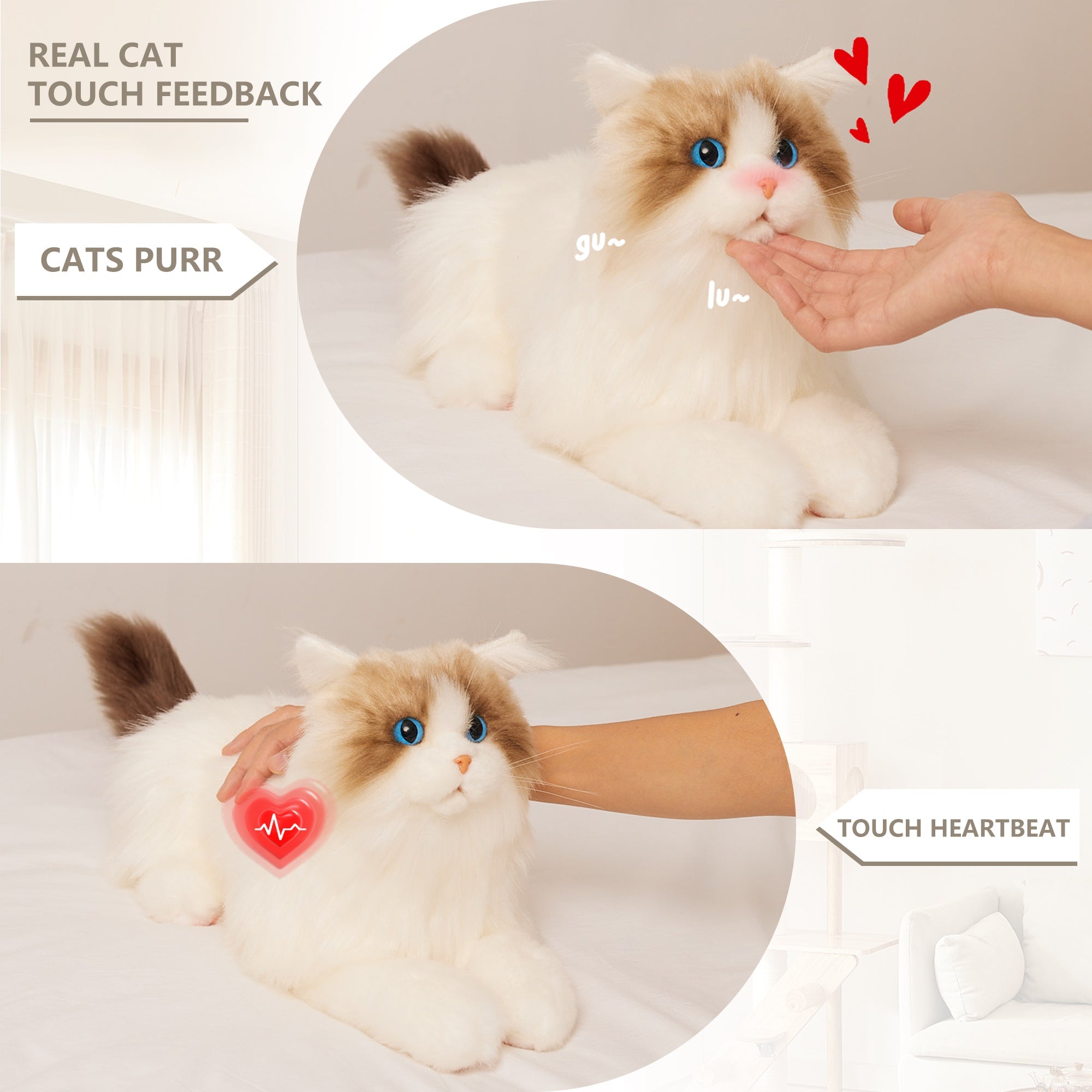 Realistic Robot Cat Companion for Sensory Comfort - Child, Adult - (White)