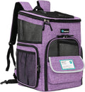 Airline Approved Pet Carrier Backpack  - Dog Cat - (Black+Purple) - (One Size: 16.5 x 12.5 x 12 inches) - (PetAmi) - (While Supplies Last)