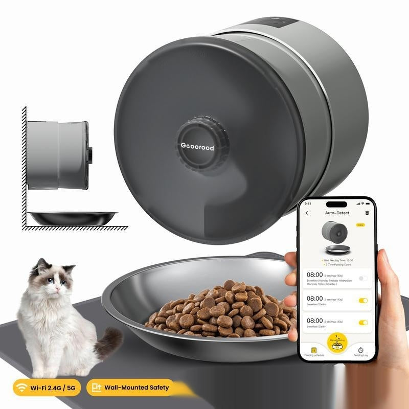 Automatic Wall Mounted Feeder with Timer - Dog Cat - (White)