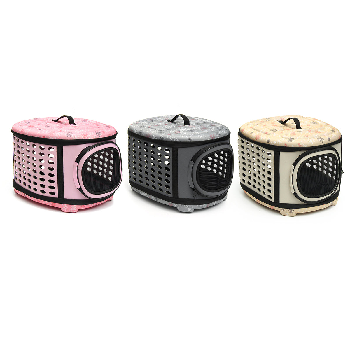 Foldable Crate and Pet Carrier - Dog Cat - (4 Color Options) - (18"x15"x13")