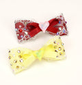 Lace Bow Hair Clip with Heart Crystal - (Red, Yellow) - Dog Cat -  (While Supplies Last)
