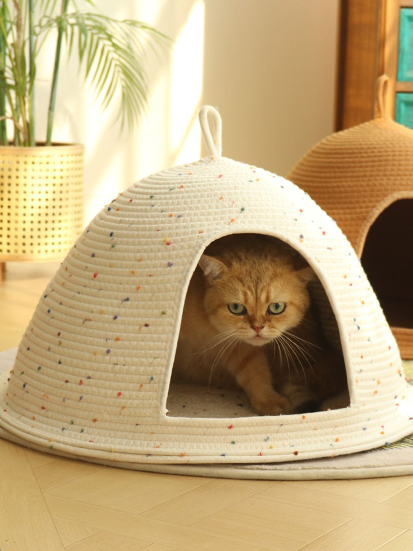 Cozy Rope Woven Cave Bed with Handle - Cat - (3 Color Options) - (S, L) - (While Supplies Last)
