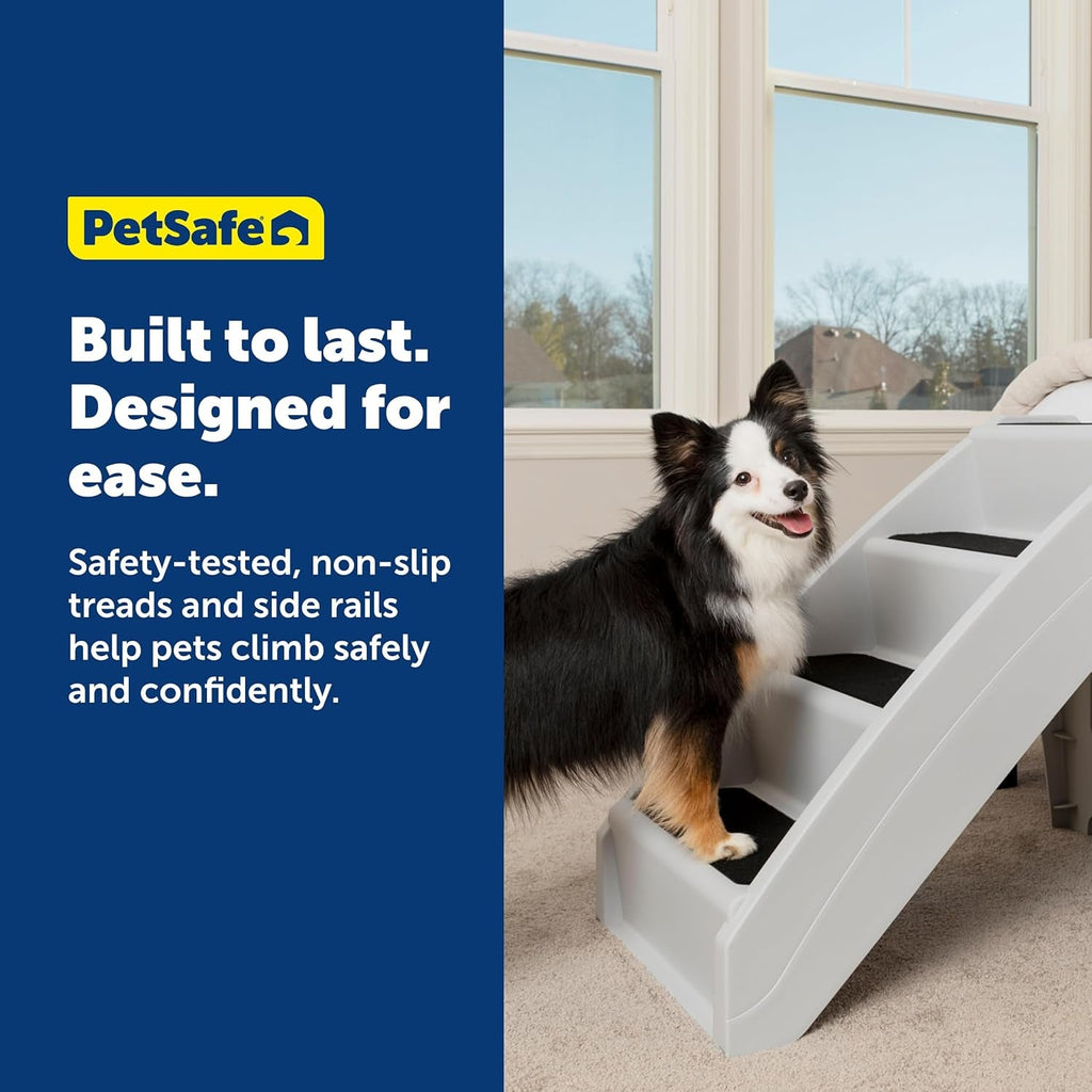 Non Slip 4 Steps - Dog - (Foldable and Portable) - (Frisco) - (20" / 25") - (Grey, Tan) - (While Supplies Last)