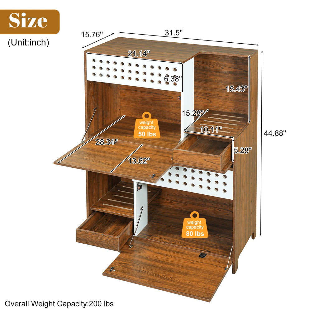 2 in 1 Furniture Cat House with Litter Box Enclosure - Cat - (44.89”L x 31.50”W x 15.76”H) - (While Supplies Last)