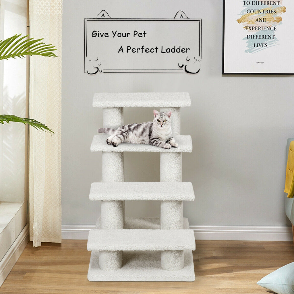 4-Step Stairs with Scratching Posts - Cat - (DirectDeals) - (Grey, Beige) - While Supplies Last)