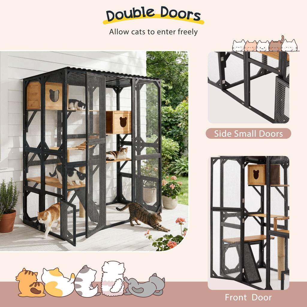 Outdoor Cat Enclosure Fir Wood Catio