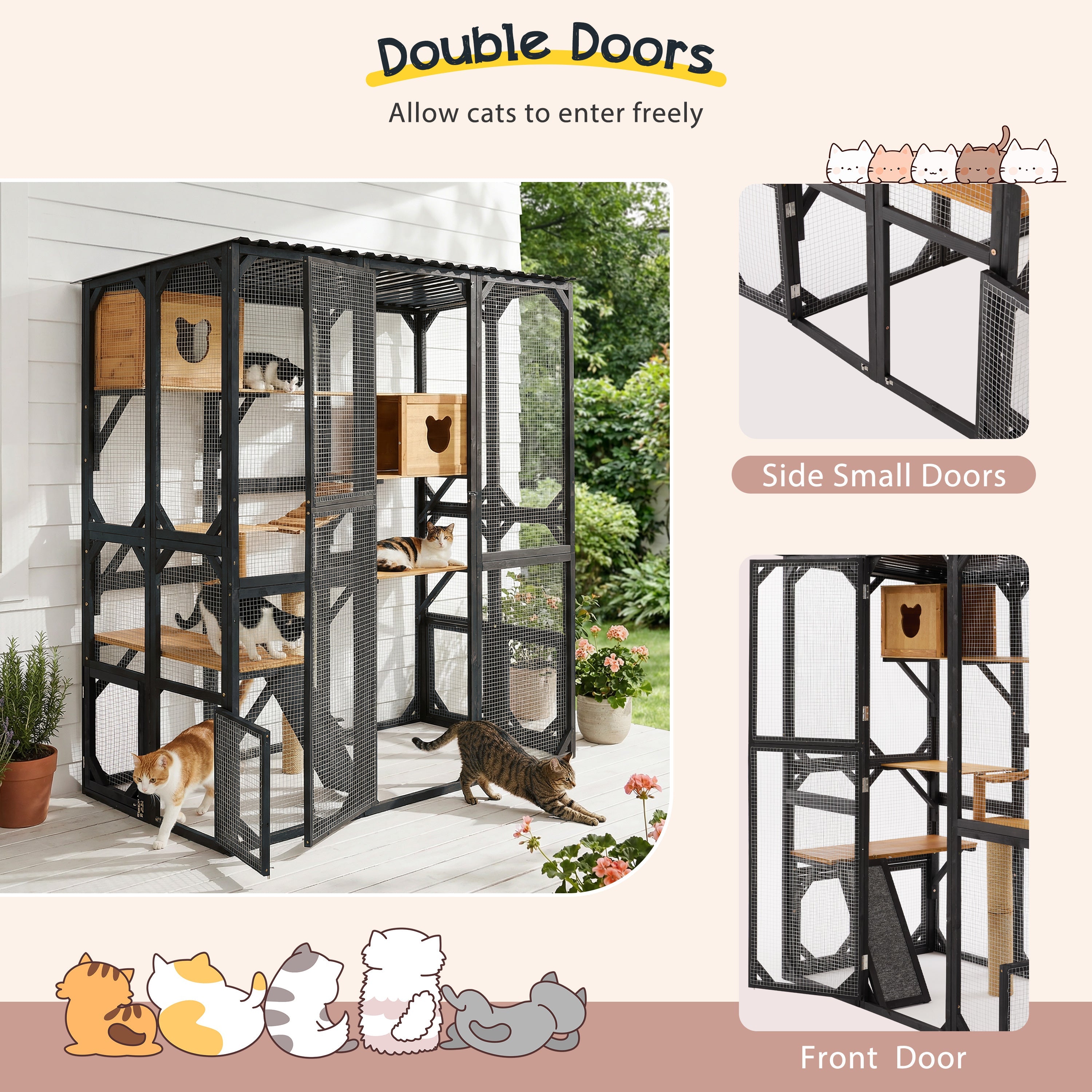 Outdoor Cat Enclosure Fir Wood Catio
