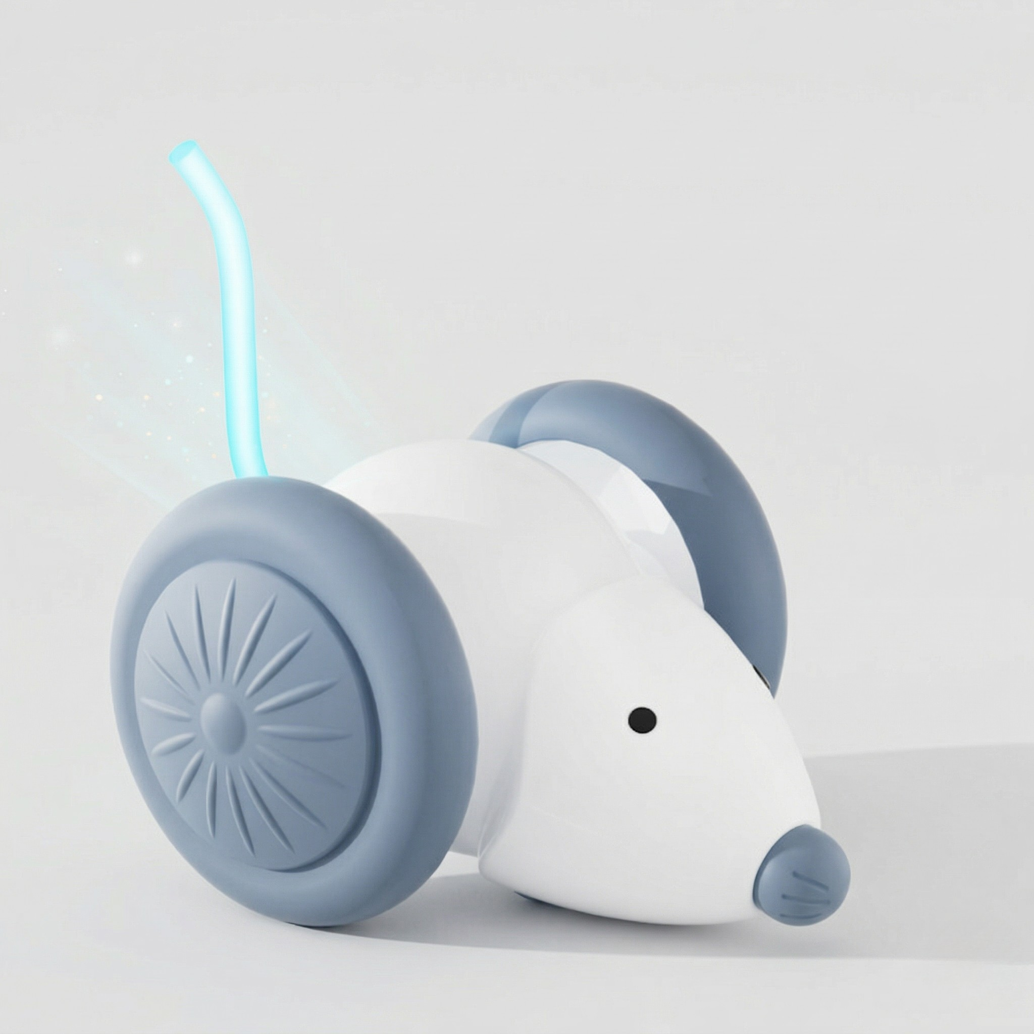 Interactive Mouse with Tail Wagging Toy - Cat - (USB Charged) - (Green, White)