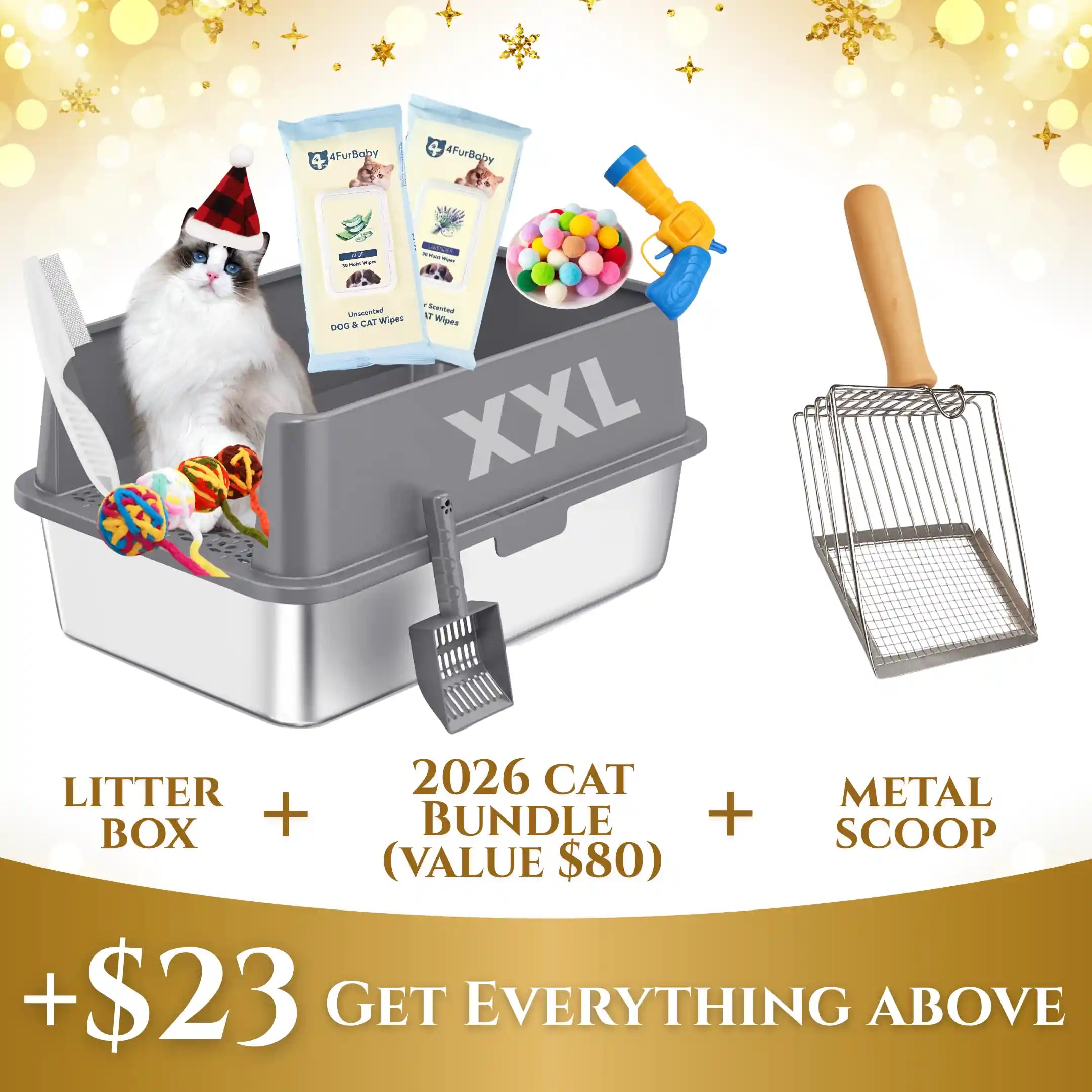 High Sided Rust-Free Litter Box - Multi-Cats - (Stainless Steel) - (XXL) - (3 Color Options)