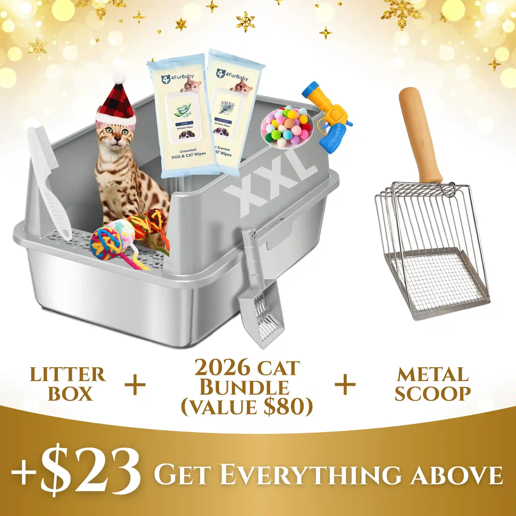 High Sided Rust-Free Litter Box - Multi-Cats - (Stainless Steel) - (XXL) - (3 Color Options)