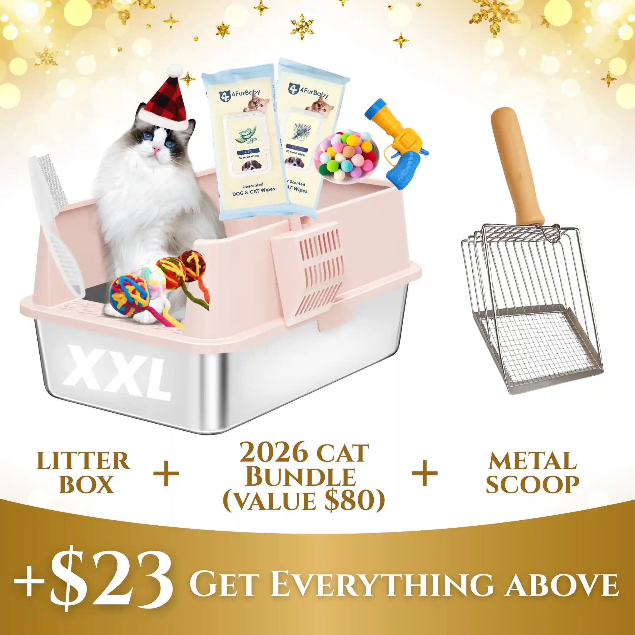 High Sided Rust-Free Litter Box - Multi-Cats - (Stainless Steel) - (XXL) - (3 Color Options)