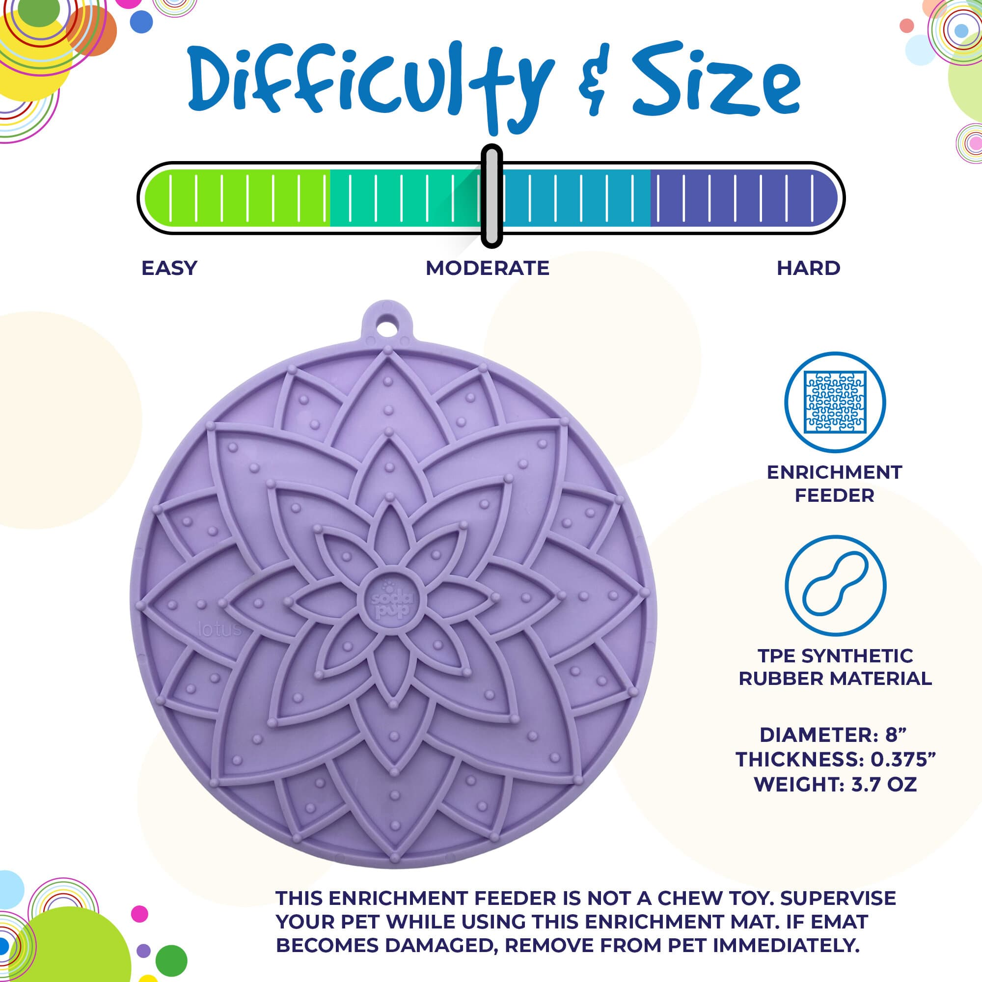 Anxious Dog: Try this Relief Enrichment Lick Mat (Lotus Design) (Pastels: Purple, Green, Pink, & Yellow)