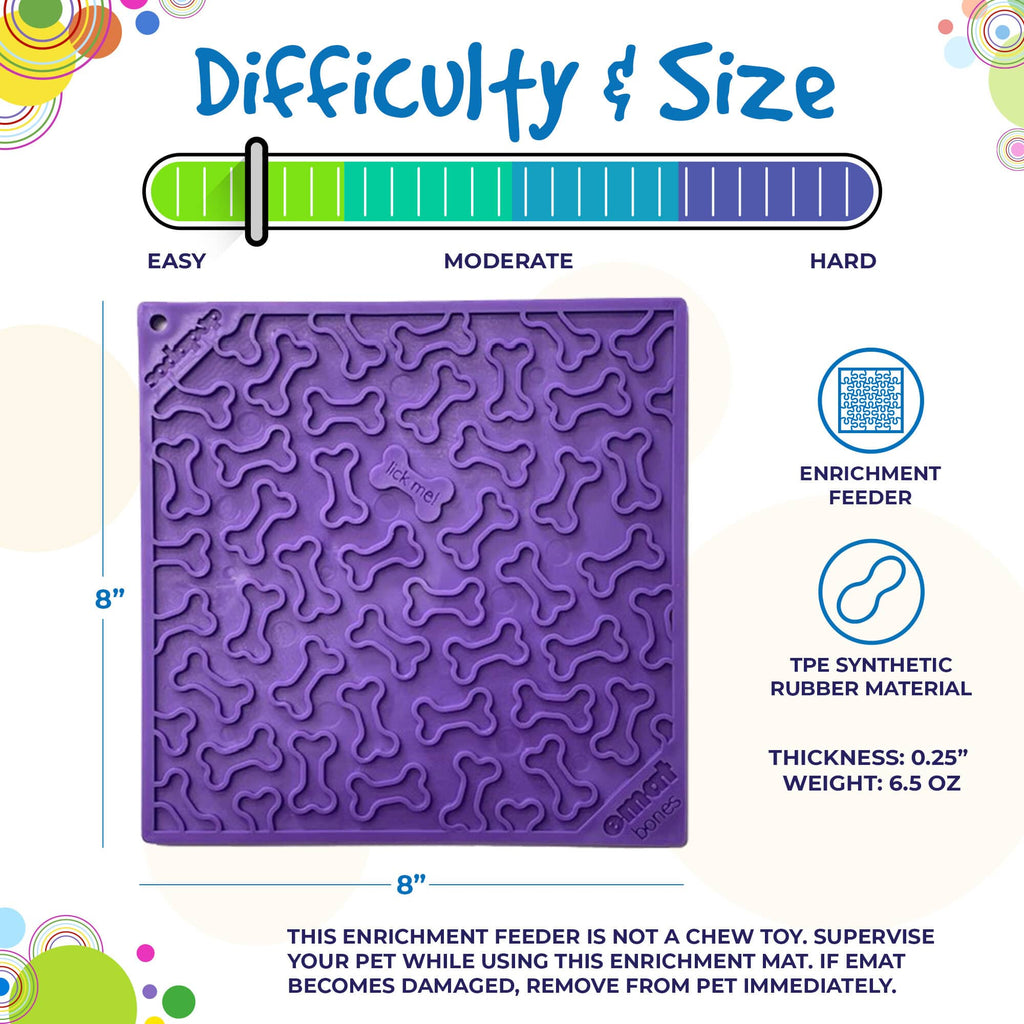 Anxious Dog: Try this Relief Enrichment Lick Mat (Bones) (Purple & Red)