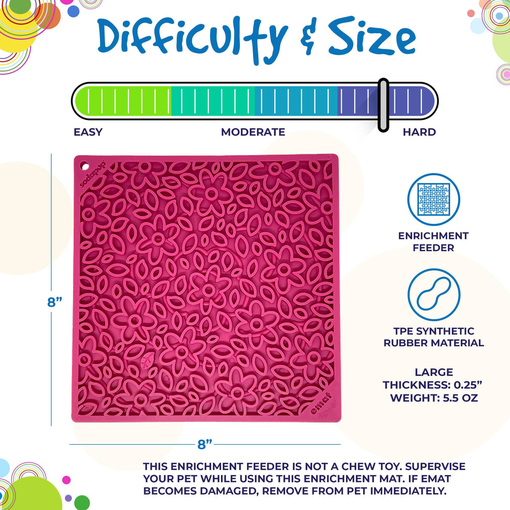 Anxious Dog: Try this Relief Enrichment Lick Mat (Flower Power) (Pink)