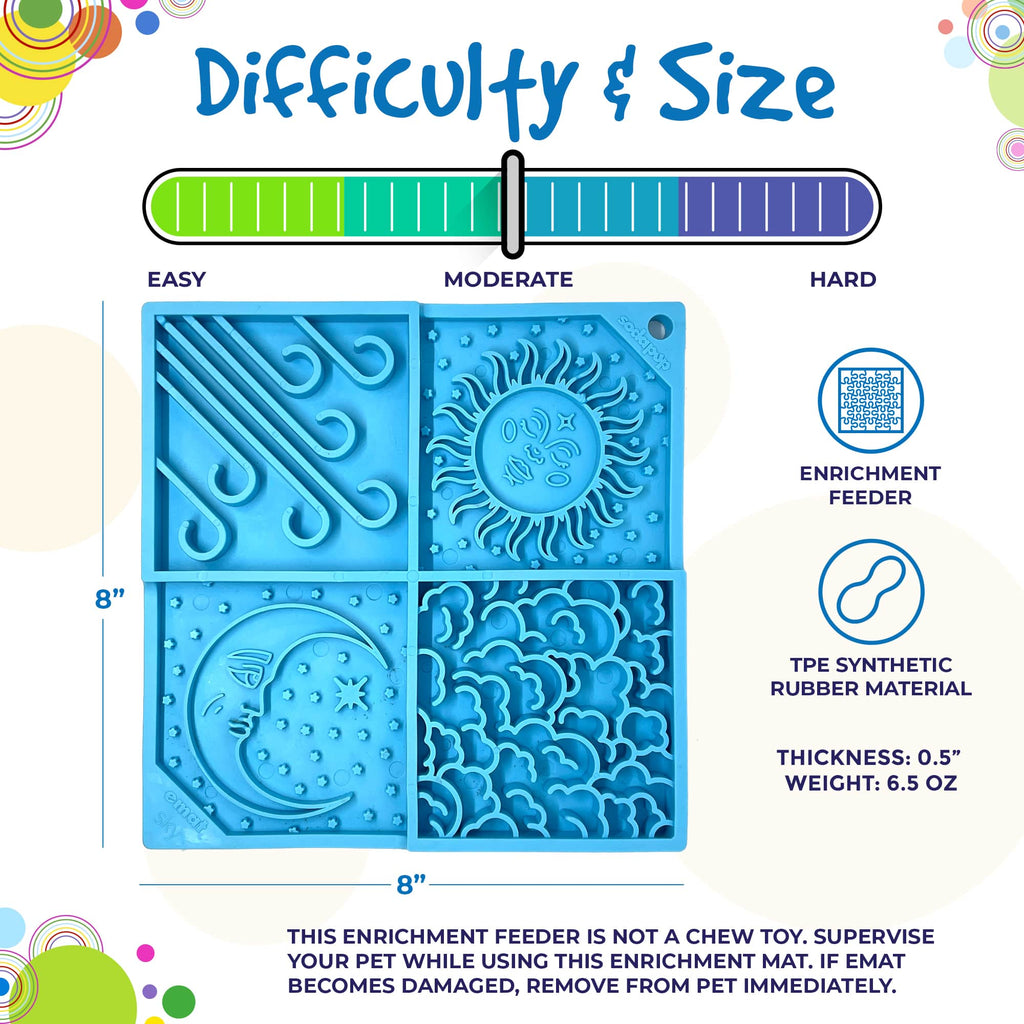 Anxious Dog: Try this Relief Enrichment Lick Mat (Sky Patterns) (Light Blue & Yellow)