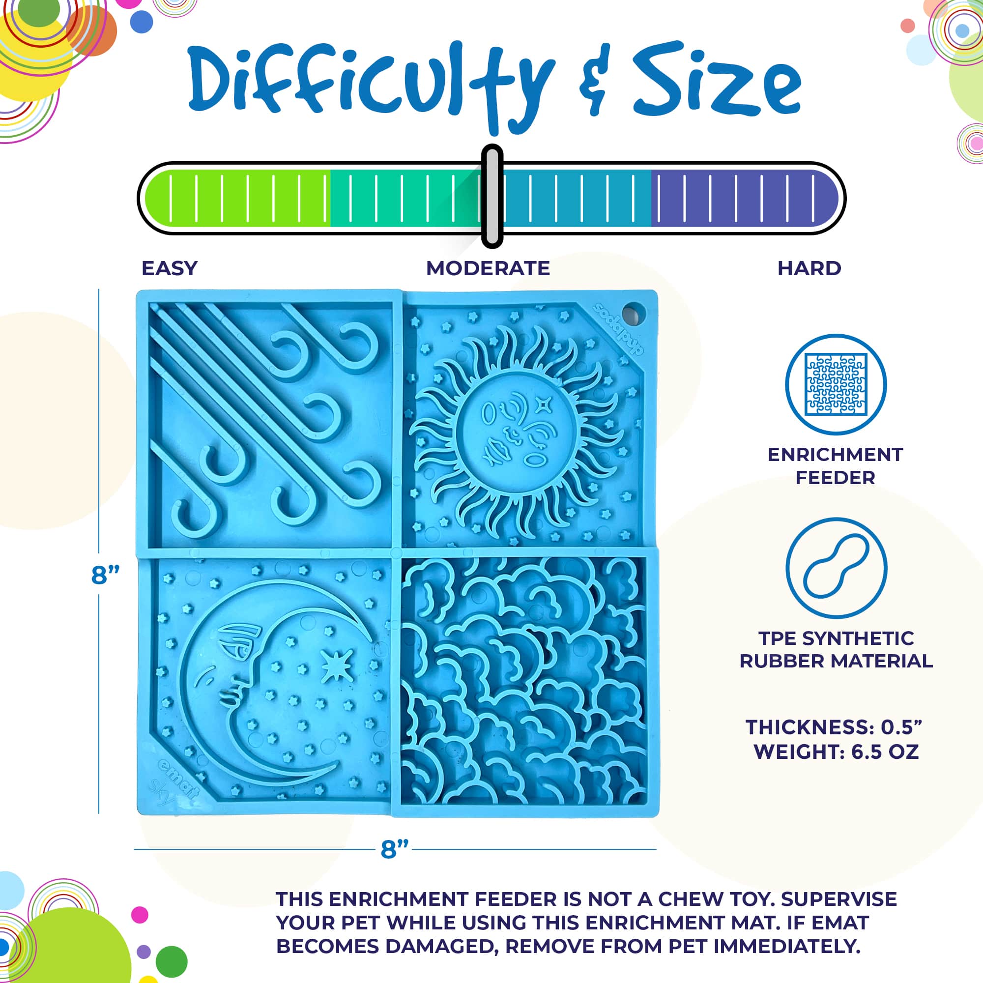 Anxious Dog: Try this Relief Enrichment Lick Mat (Sky Patterns) (Light Blue & Yellow)