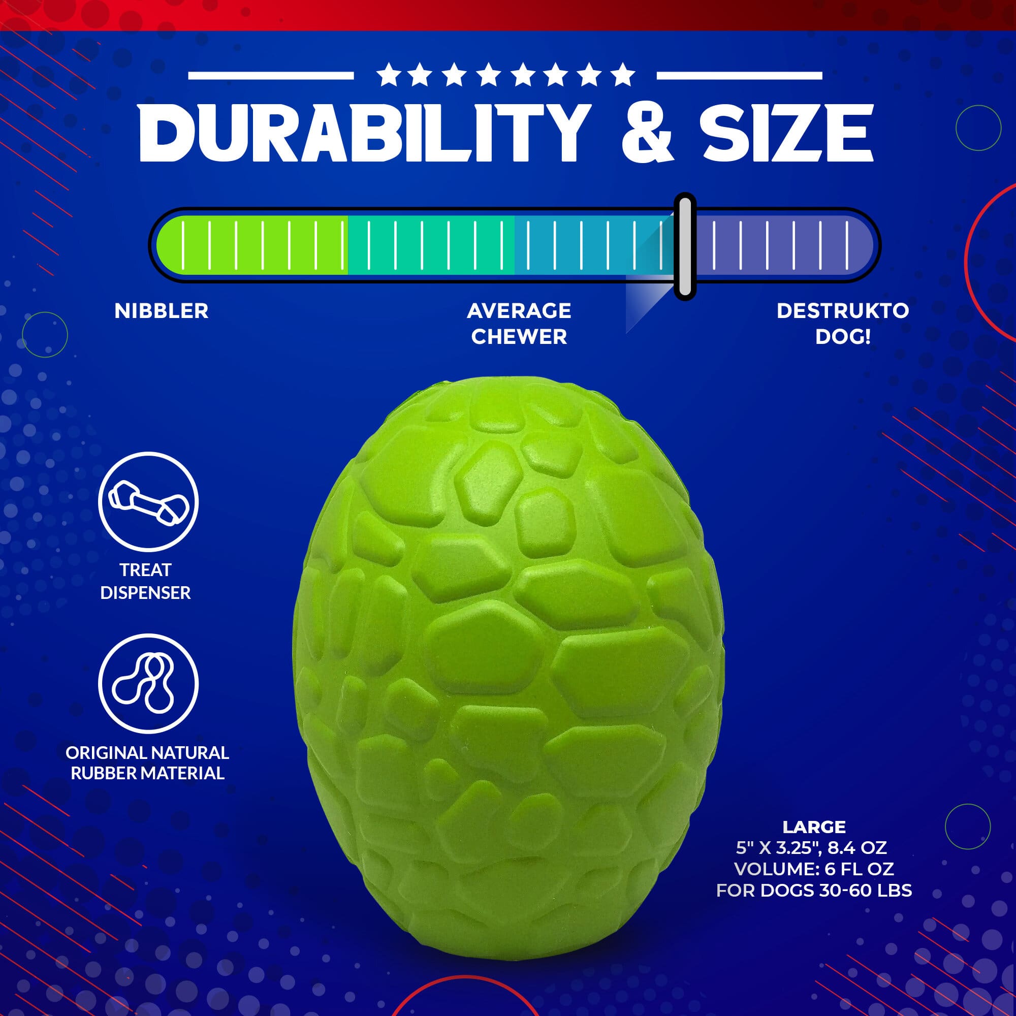 Dinosaur Egg Chew Toy & Treat Dispenser - Dog -  (Green) - (Eco-Friendly) - (SodaPup)