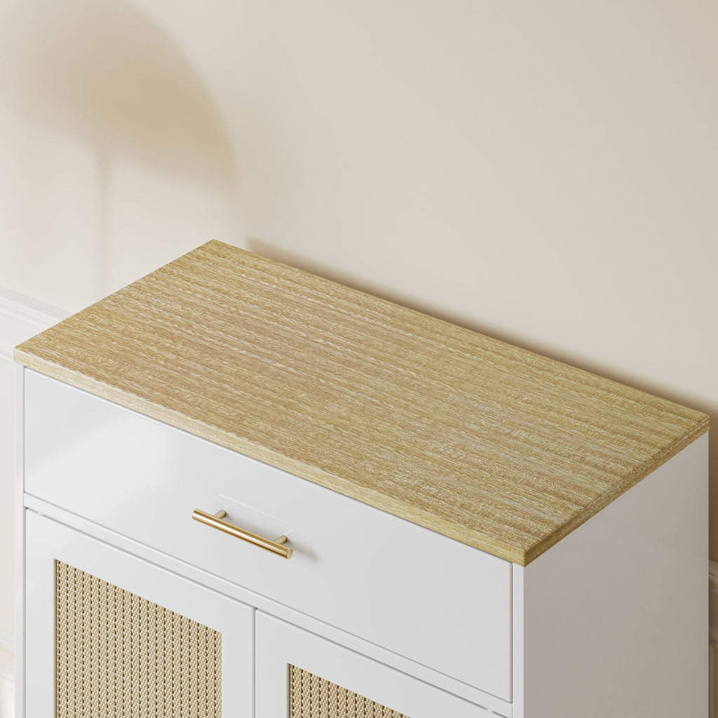 Wood Cabinet Furniture Litter Box Enclosure - Cat - (With Scratch Pad) - (White/Lt. Brown) - (While Supplies Last)