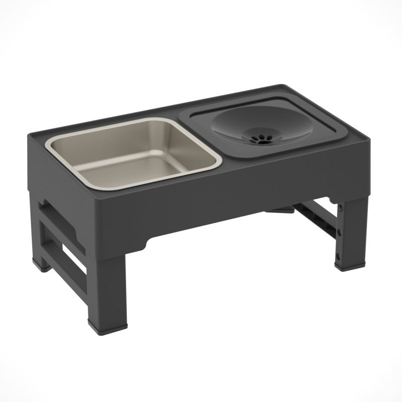 Adjustable Height Dual Feeding Bowl - Dog - (Stainless Steel, Black) - (1-3 pc Options)