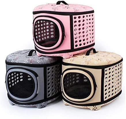 Foldable Crate and Pet Carrier - Dog Cat - (4 Color Options) - (18"x15"x13")