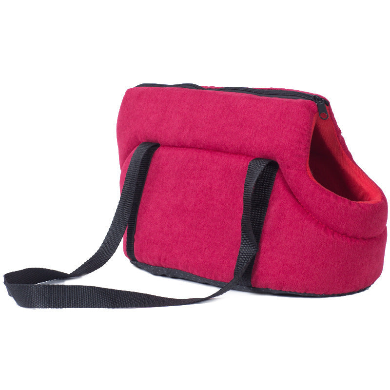 Portable Travel Pet Carrier Pouch Shouder Bag - Dog Cat - (Red, Grey) - (S,L)