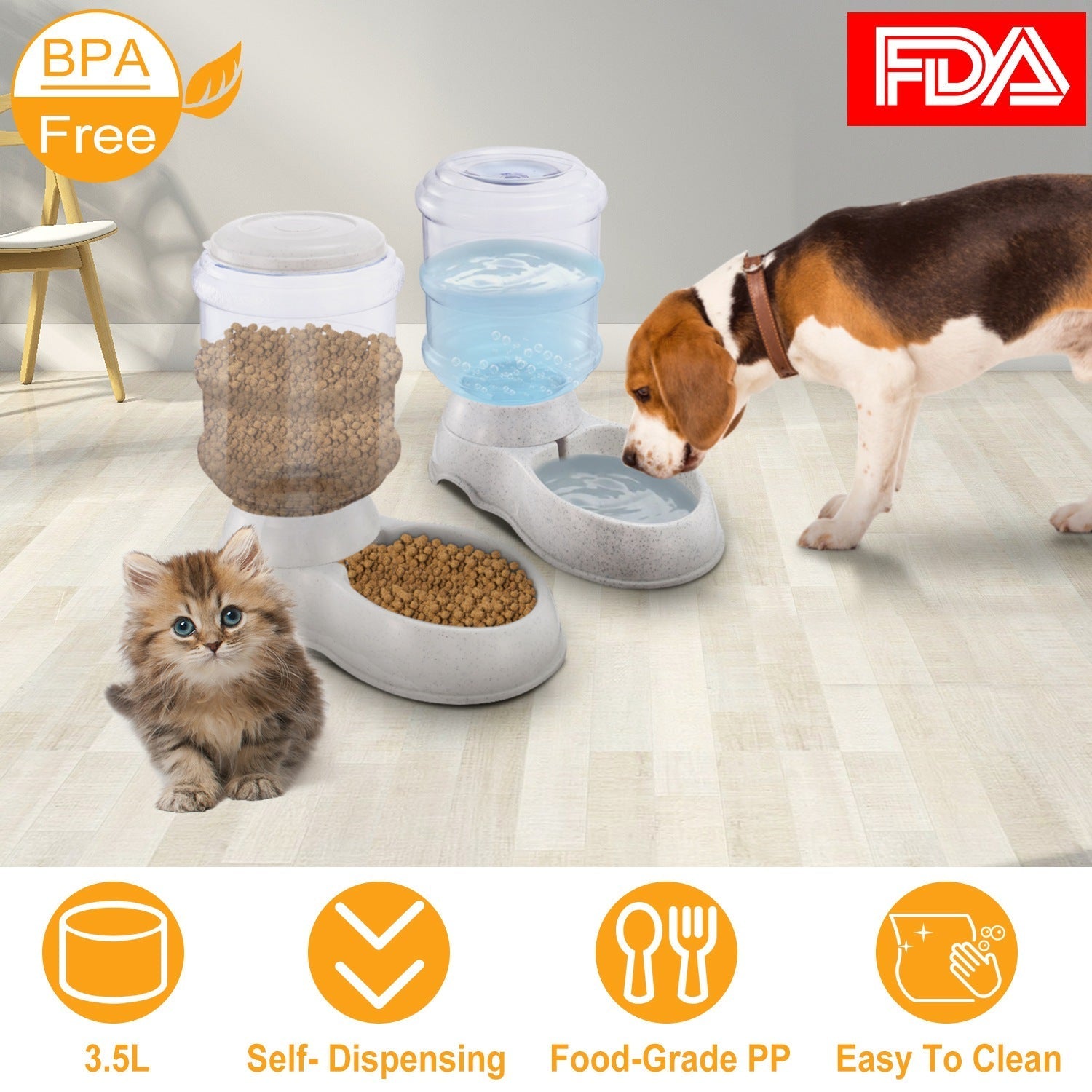 Gravity Dispensing Water or Food Feeder - Dog Cat - (3.5 L) - (While Supplies Last)