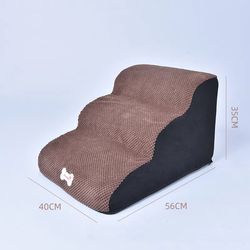 2-Step Foam and Velvet Stairs - Dog Cat - (Coffee, Grey) - (Anti-Slip) - (Also 3,4-Step Options)