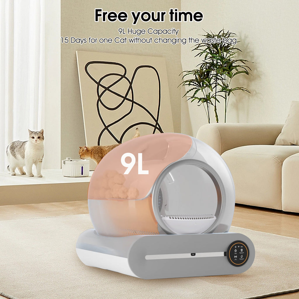 Automatic Self-Cleaning Odor Removal Litter Box - Cat - (White & Grey)