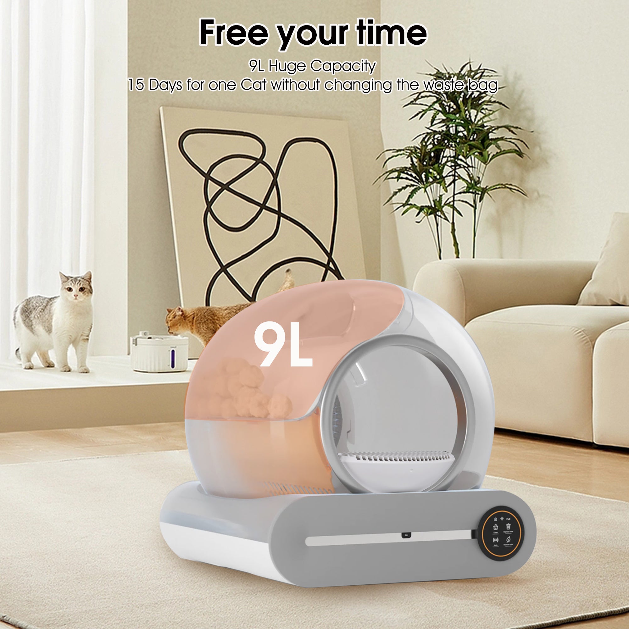 Automatic Self-Cleaning Odor Removal Litter Box - Cat - (White & Grey)