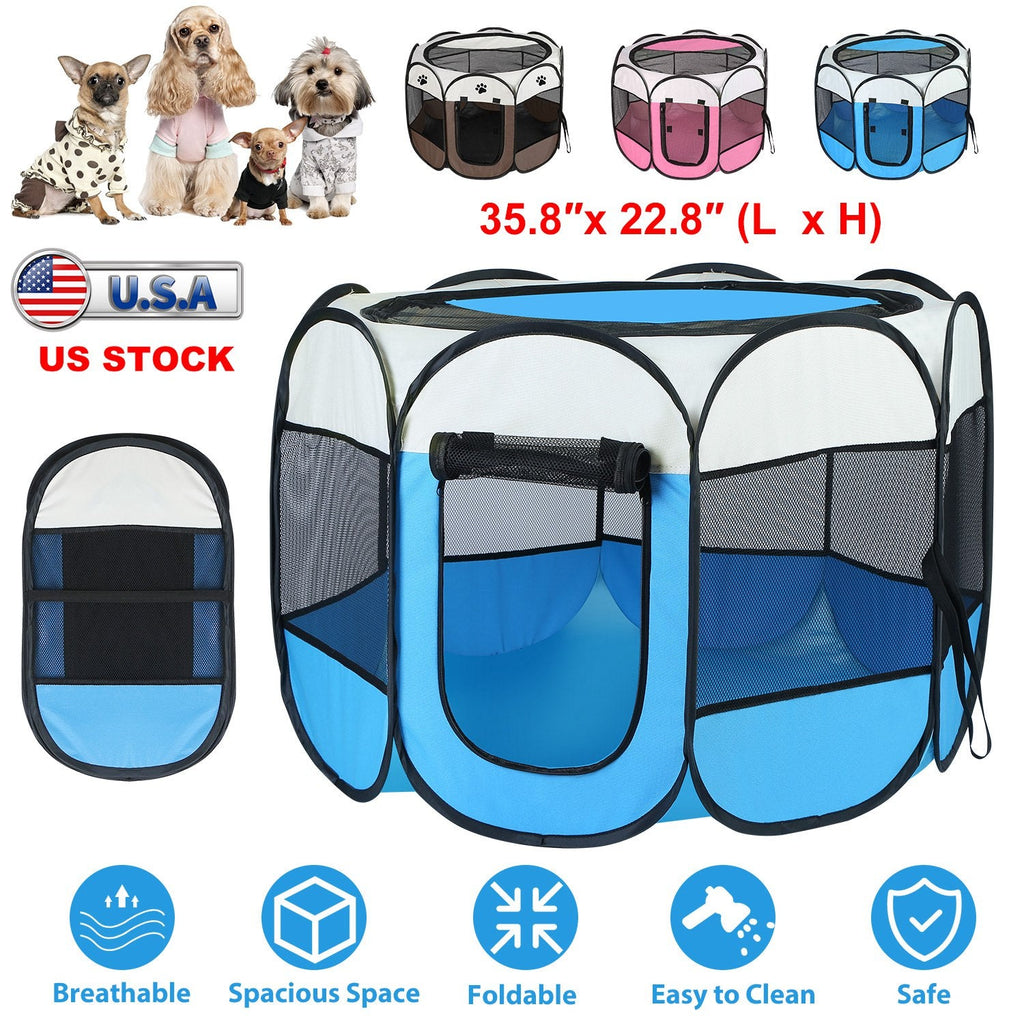 Portable Foldable Tent Playpen - Dog Cat - (Indoor/Outdoor Fun) -  (Pink, Blue) - (While Supplies Last)