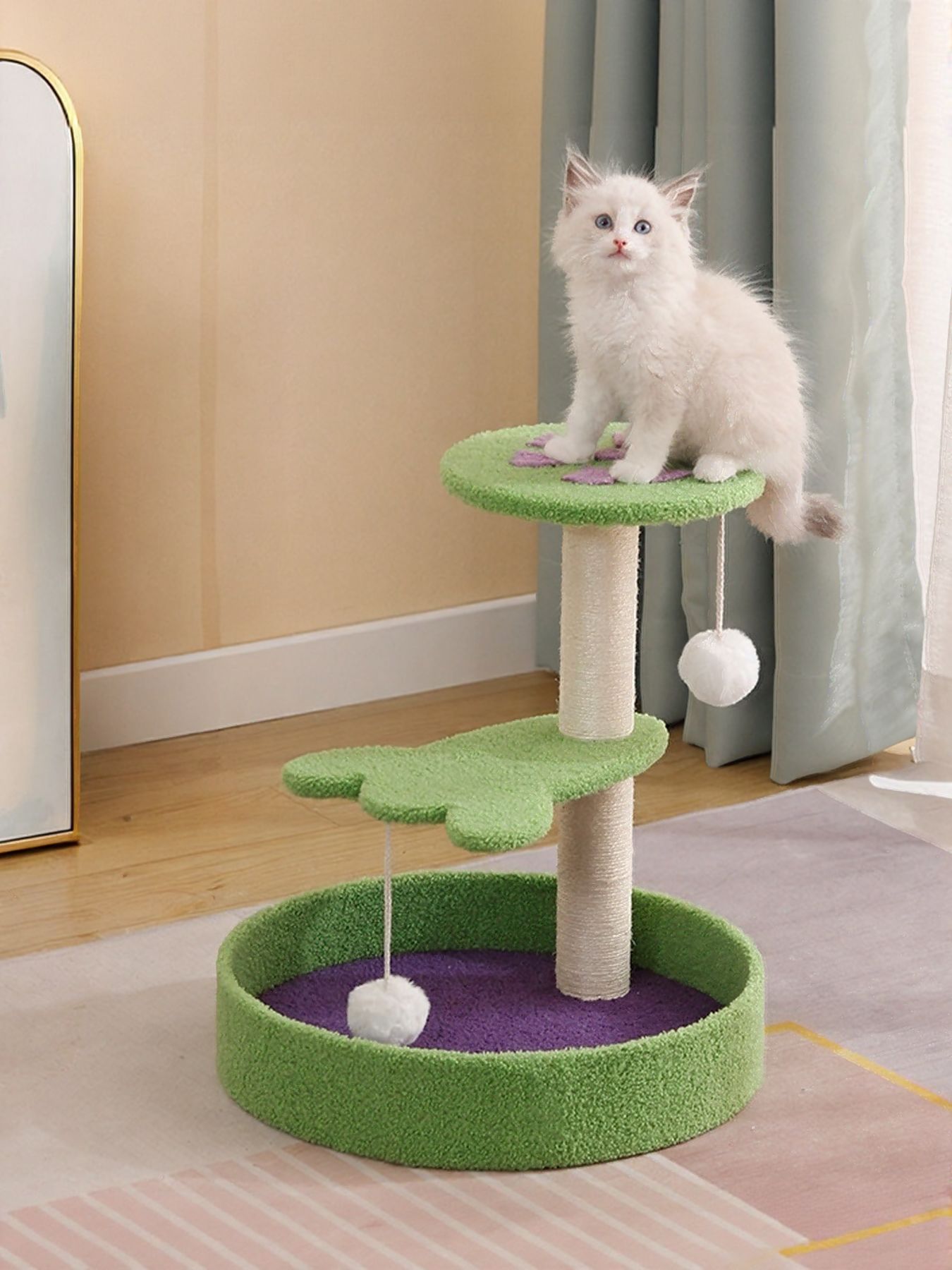 Scratching Post with Bed and Toy - Cat - (12 Color/Styles) - (One-Size) - (While Supplies Last)