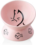 Raised Ceramic Cat Bowl - Cat - (Pink) - (6") - (While Supplies Last)