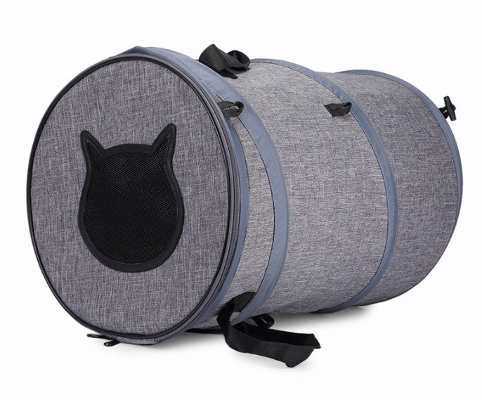 Portable Travel Cat Design Carrier Bag - Cat - (Grey) - (Foldable) - (Lightweight)