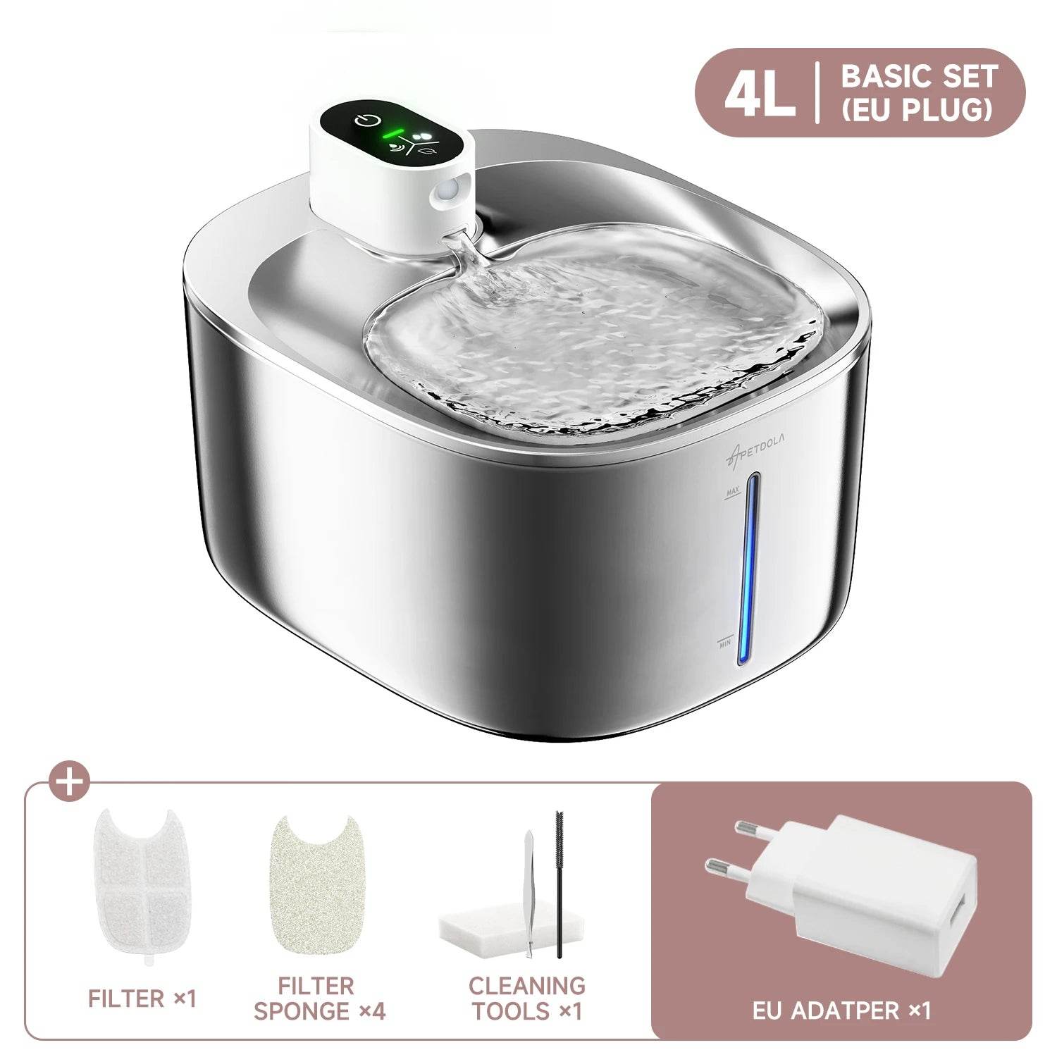 Wireless Auto Sensor Cat Dog Drinking Fountain with Battery