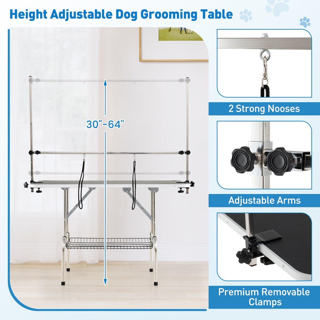 Grooming Table with Height Adjustable Arms - Dog Cat - (Foldable) - (Built to Last) - (Black)