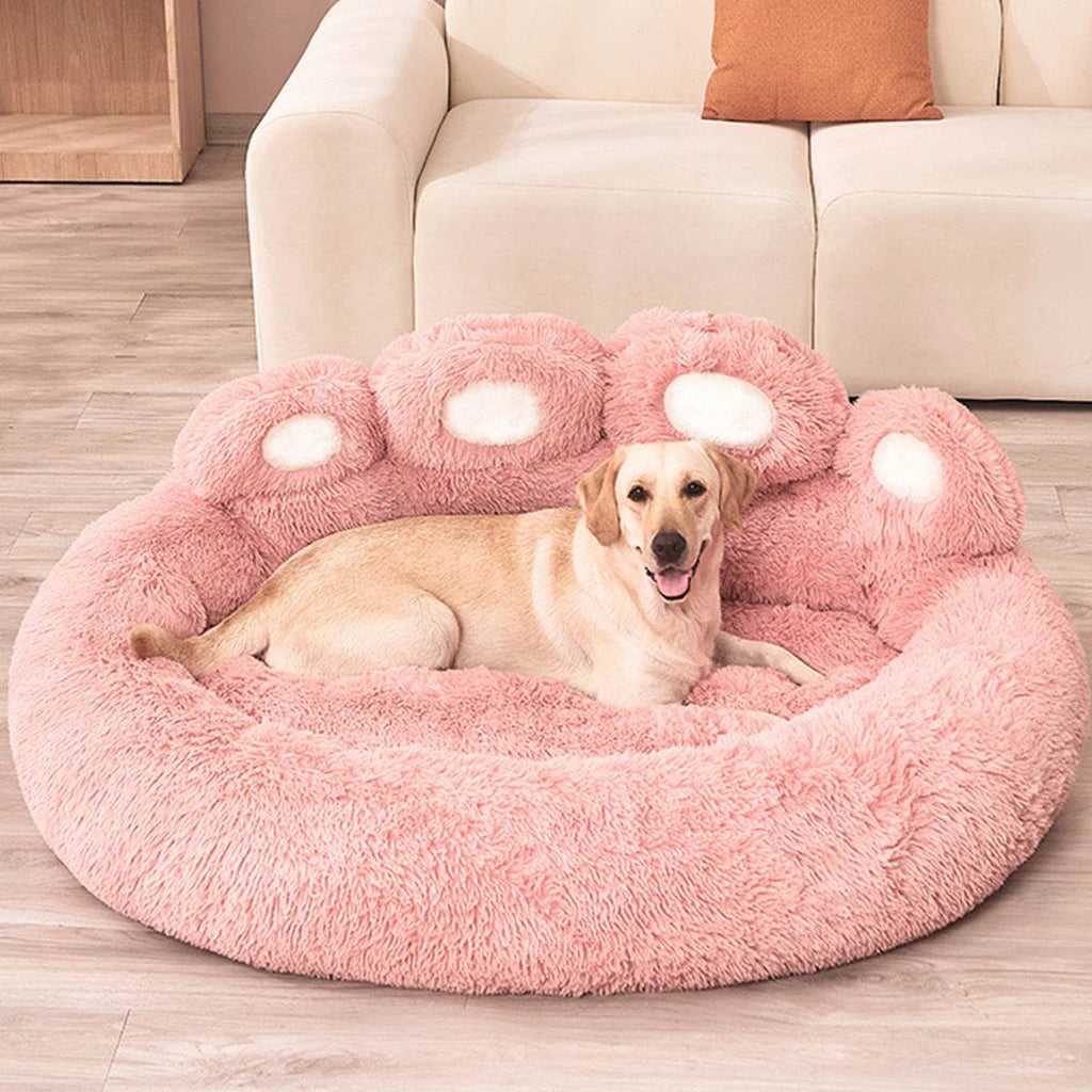 Big Round Plush Paw Sofa Bed with Raised Edges – Dog Cat - (S-XL) - (3 Color Options) - (Luxury Comfort)