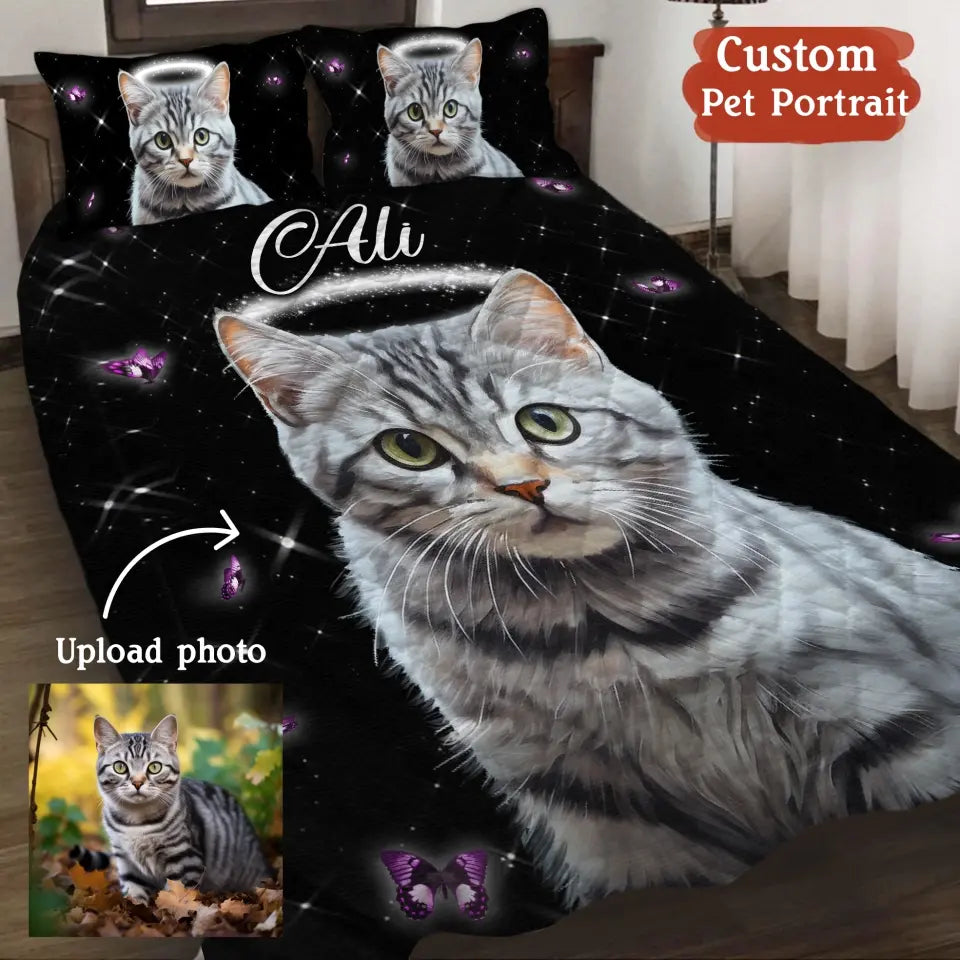 Personalized Memorial Quilt Set - Pet Lover's Bed - (White) - (5 Bed Sizes) - (While Supplies Last)