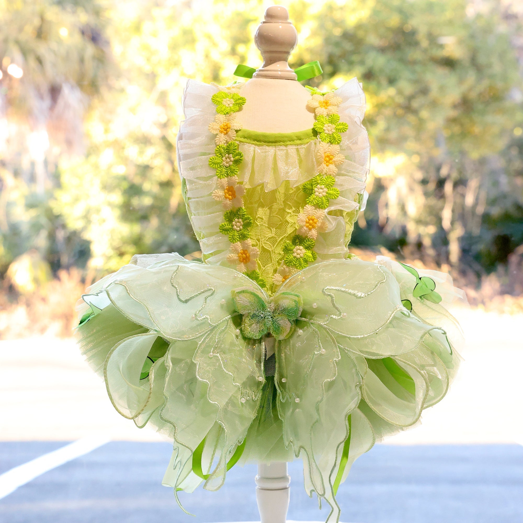Fairy Tutu Dress with Butterfly & 3D Floral Lace - Dog - (XS-XL) - (Green) - (While Supplies Last)