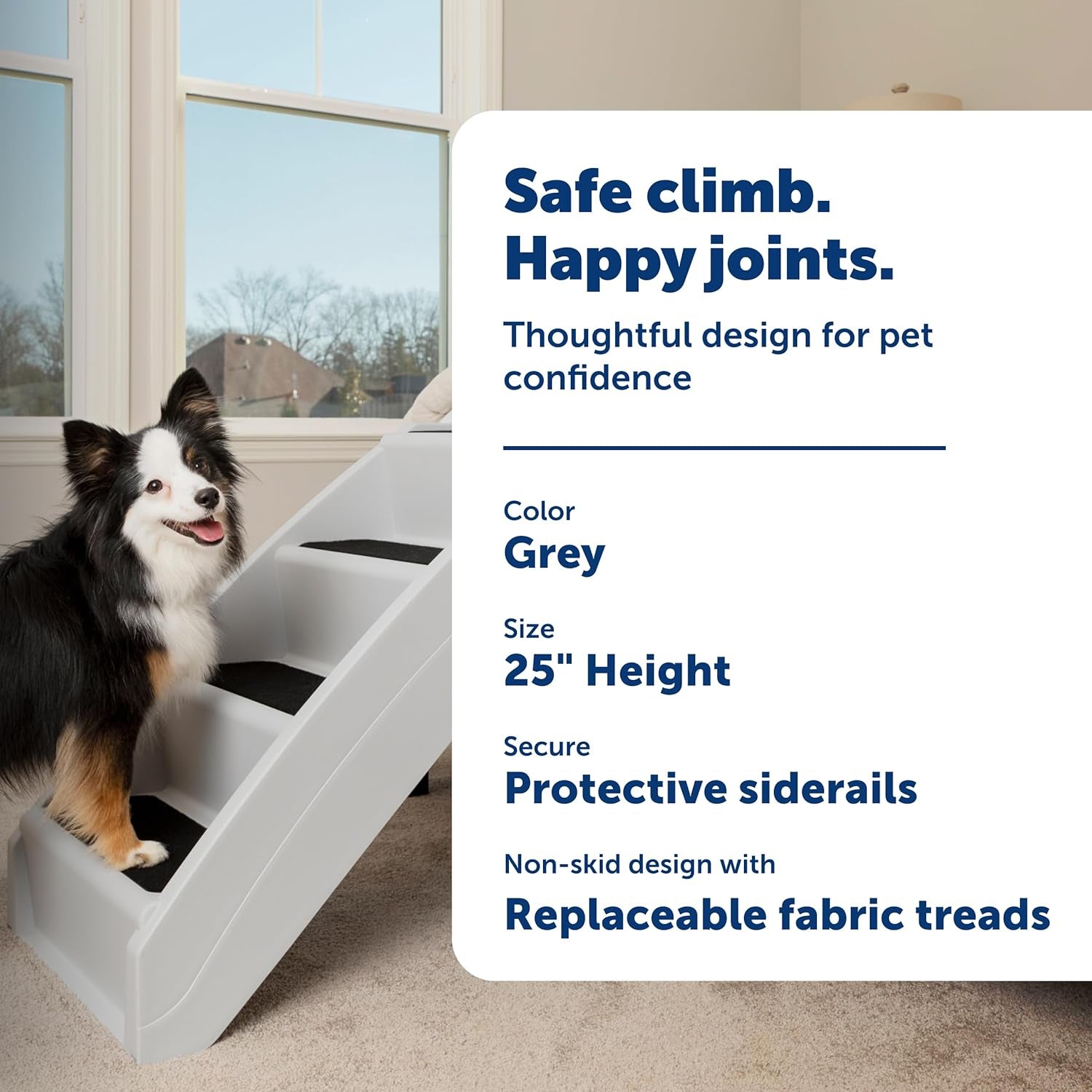 Non Slip 4 Steps - Dog - (Foldable and Portable) - (Frisco) - (20" / 25") - (Grey, Tan) - (While Supplies Last)