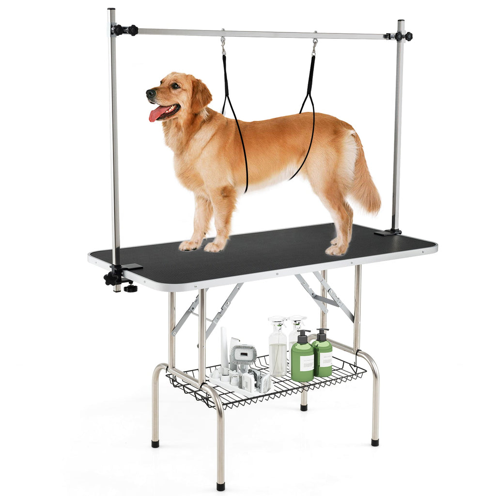Grooming Table with Height Adjustable Arms - Dog Cat - (Foldable) - (Built to Last) - (Black)