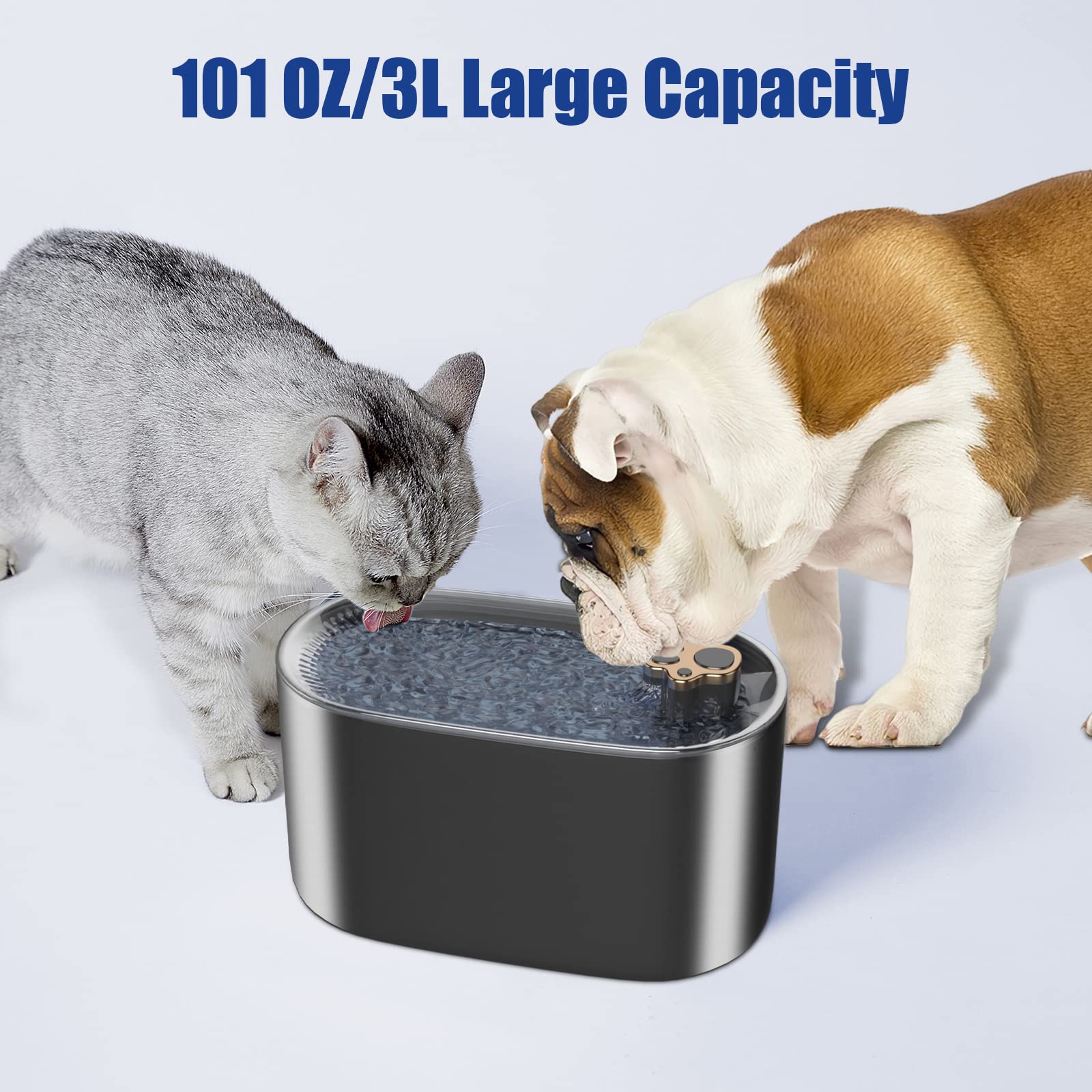Ultra Quiet Automatic Water Fountain - Dog Cat -  (Blue, White) - (3 L) - (While Supplies Last)