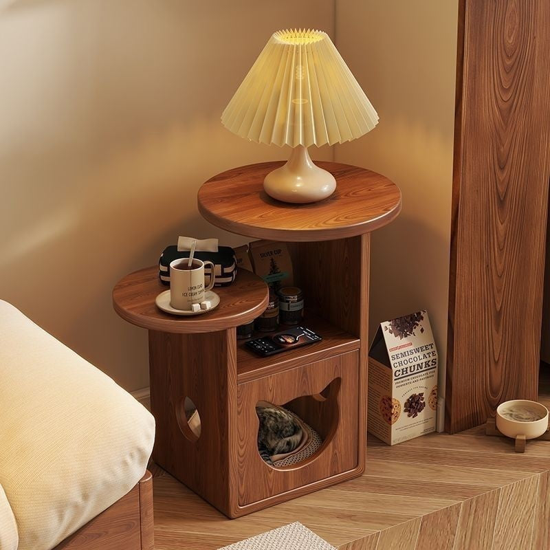 Solid Wood Bedside Night Stand Also Acts as a Cozy House - Cat - (4 Pine Color Options)